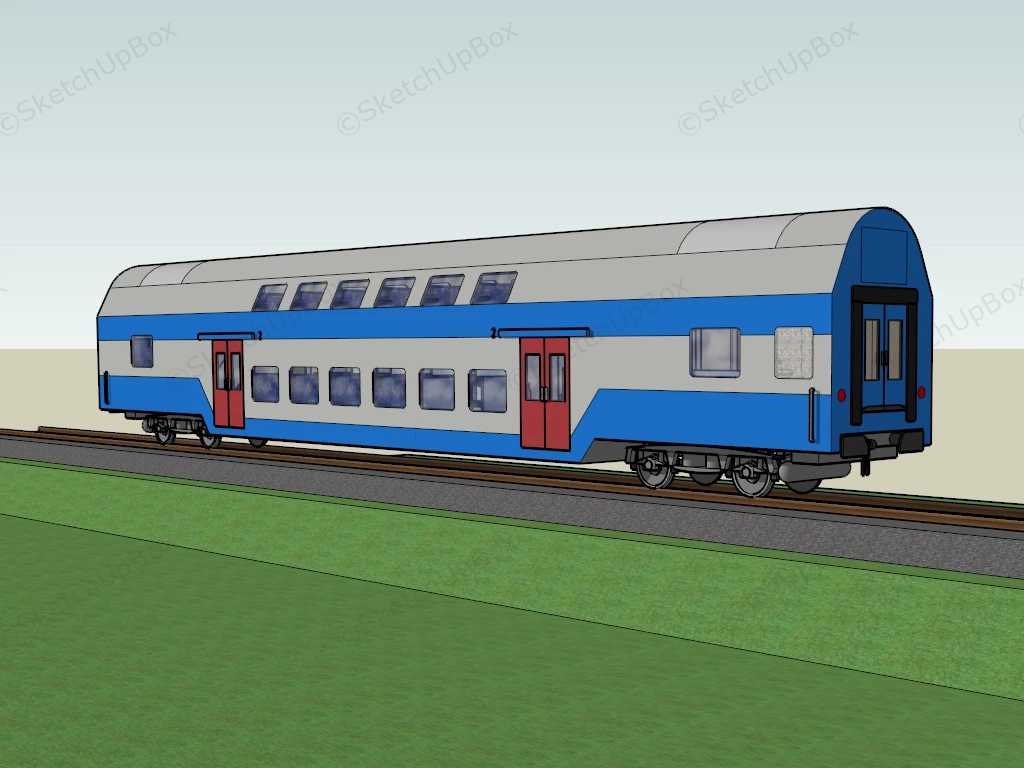 Double Deck Train sketchup model preview - SketchupBox