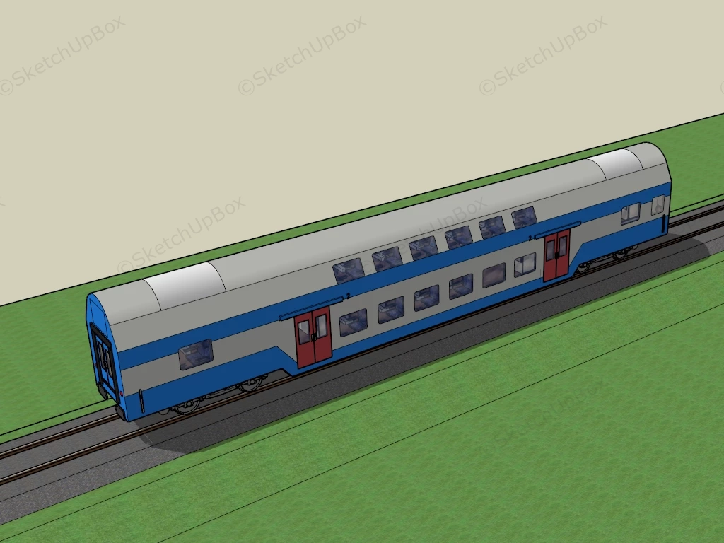 Double Deck Train sketchup model preview - SketchupBox