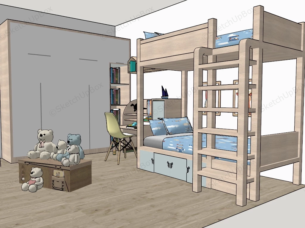 Child Bedroom Furniture Set sketchup model preview - SketchupBox