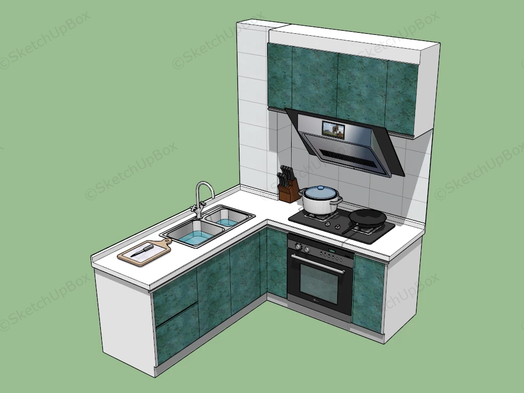 Tiny Apartment Kitchen Idea sketchup model preview - SketchupBox