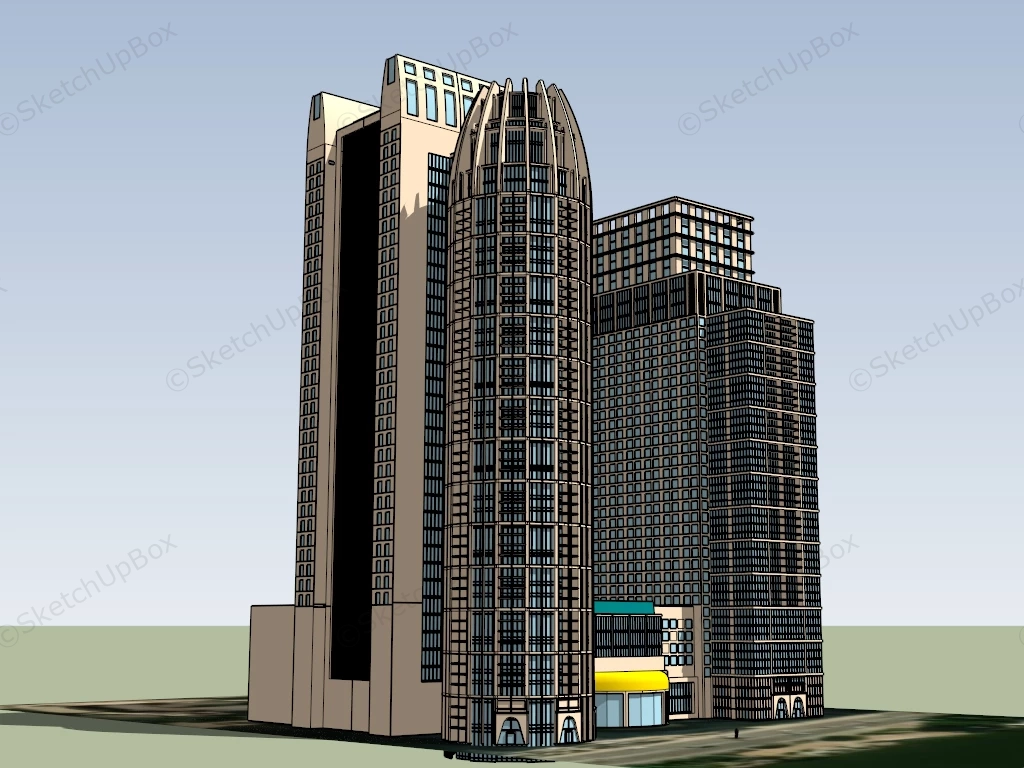 Art Deco Skyscrapers sketchup model preview - SketchupBox