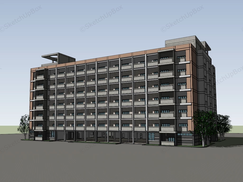 Urban Apartment Building sketchup model preview - SketchupBox