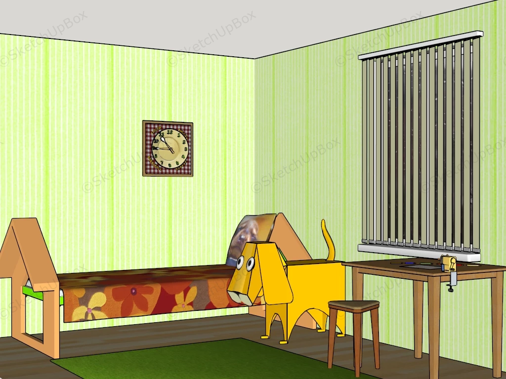 Cartoon Kids Room sketchup model preview - SketchupBox