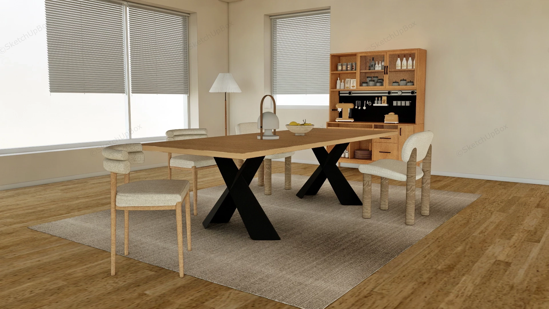 Dining Set And Sideboard sketchup model preview - SketchupBox