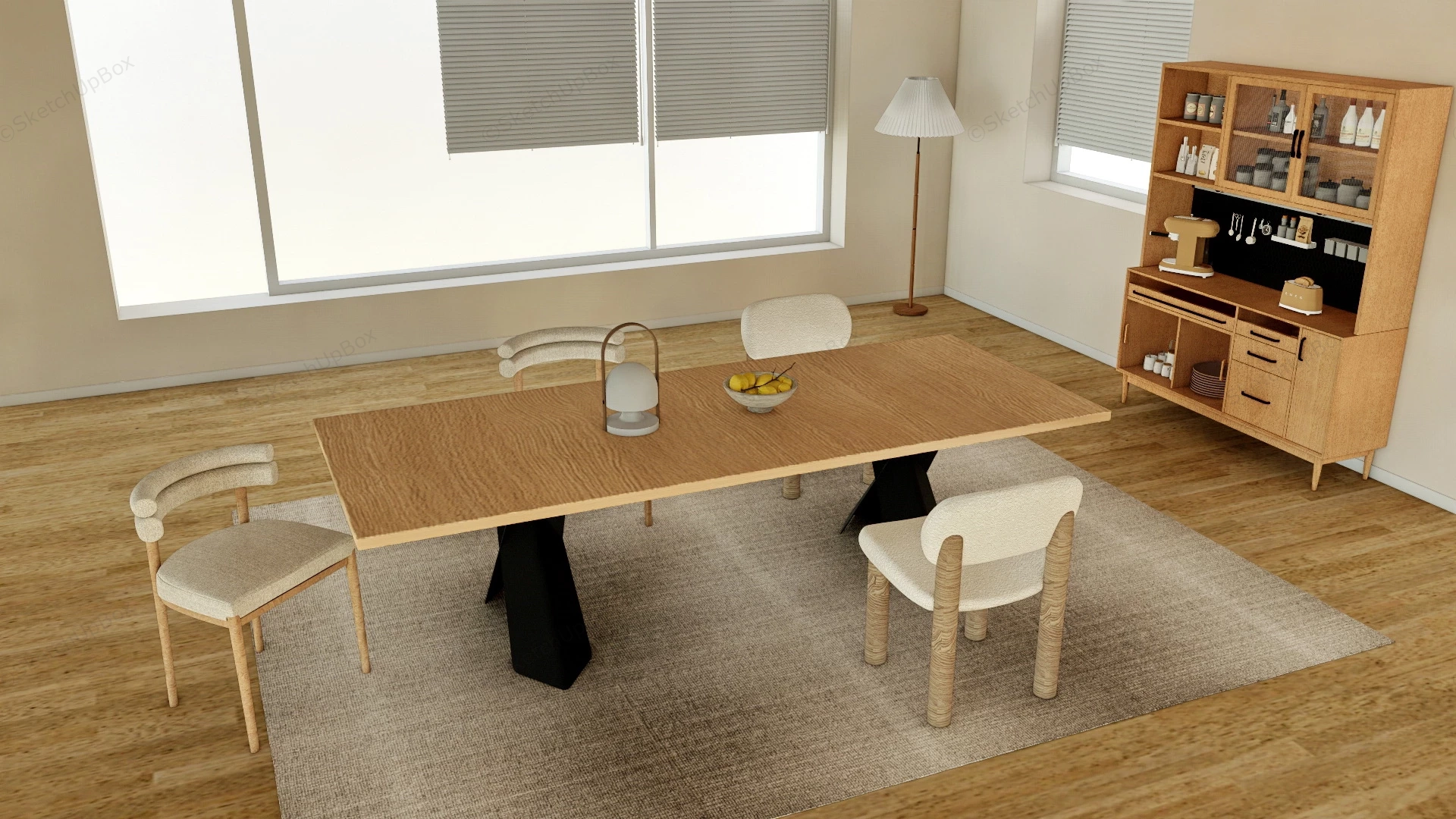 Dining Set And Sideboard sketchup model preview - SketchupBox