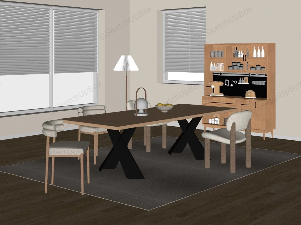 Dining Set And Sideboard sketchup model preview - SketchupBox