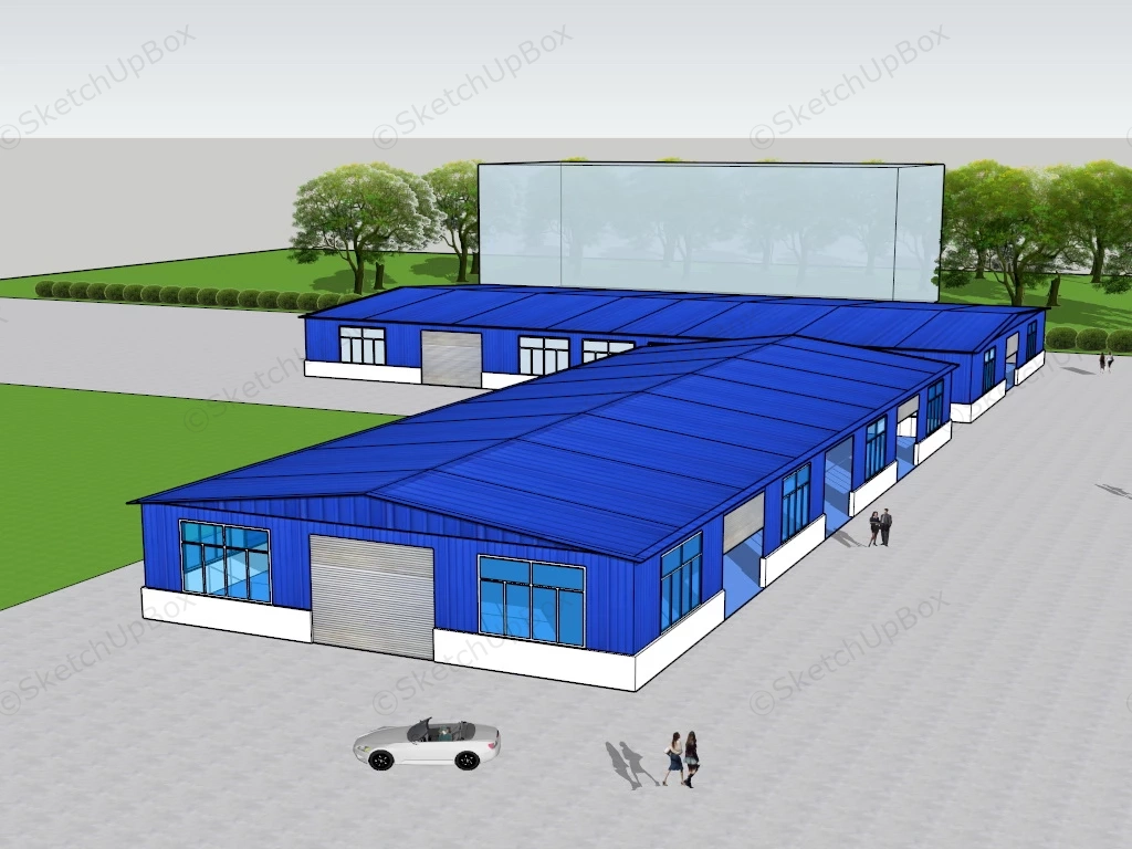 Modern Blue Warehouse sketchup model preview - SketchupBox