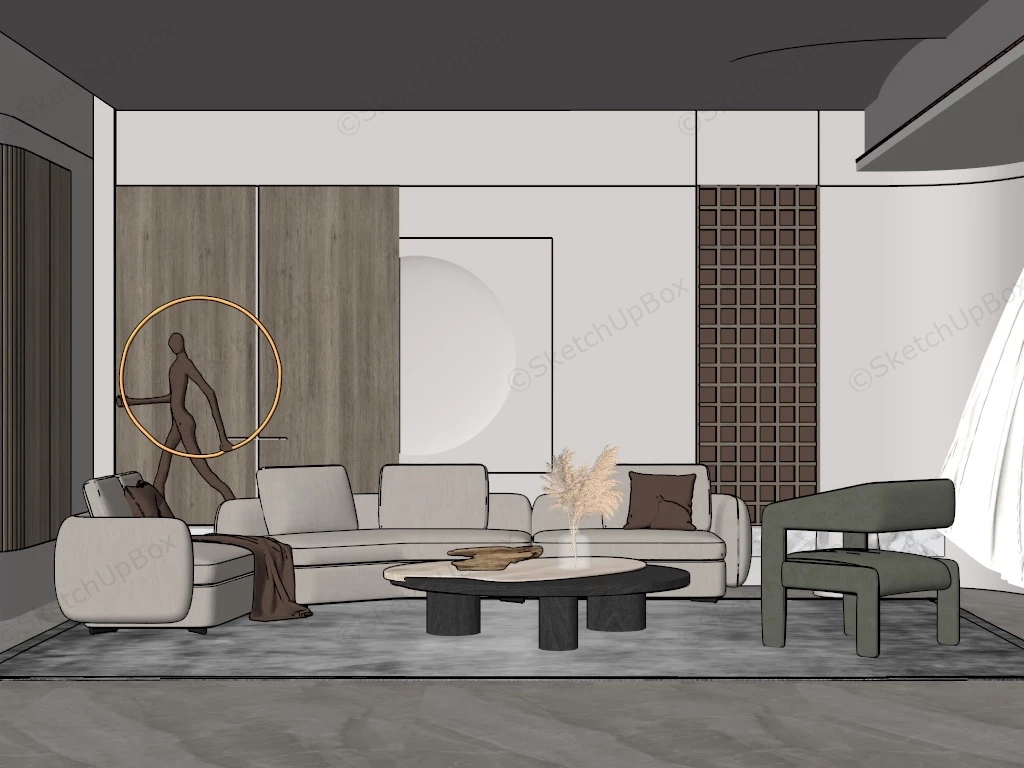 Living Room Design With Accent Wall sketchup model preview - SketchupBox