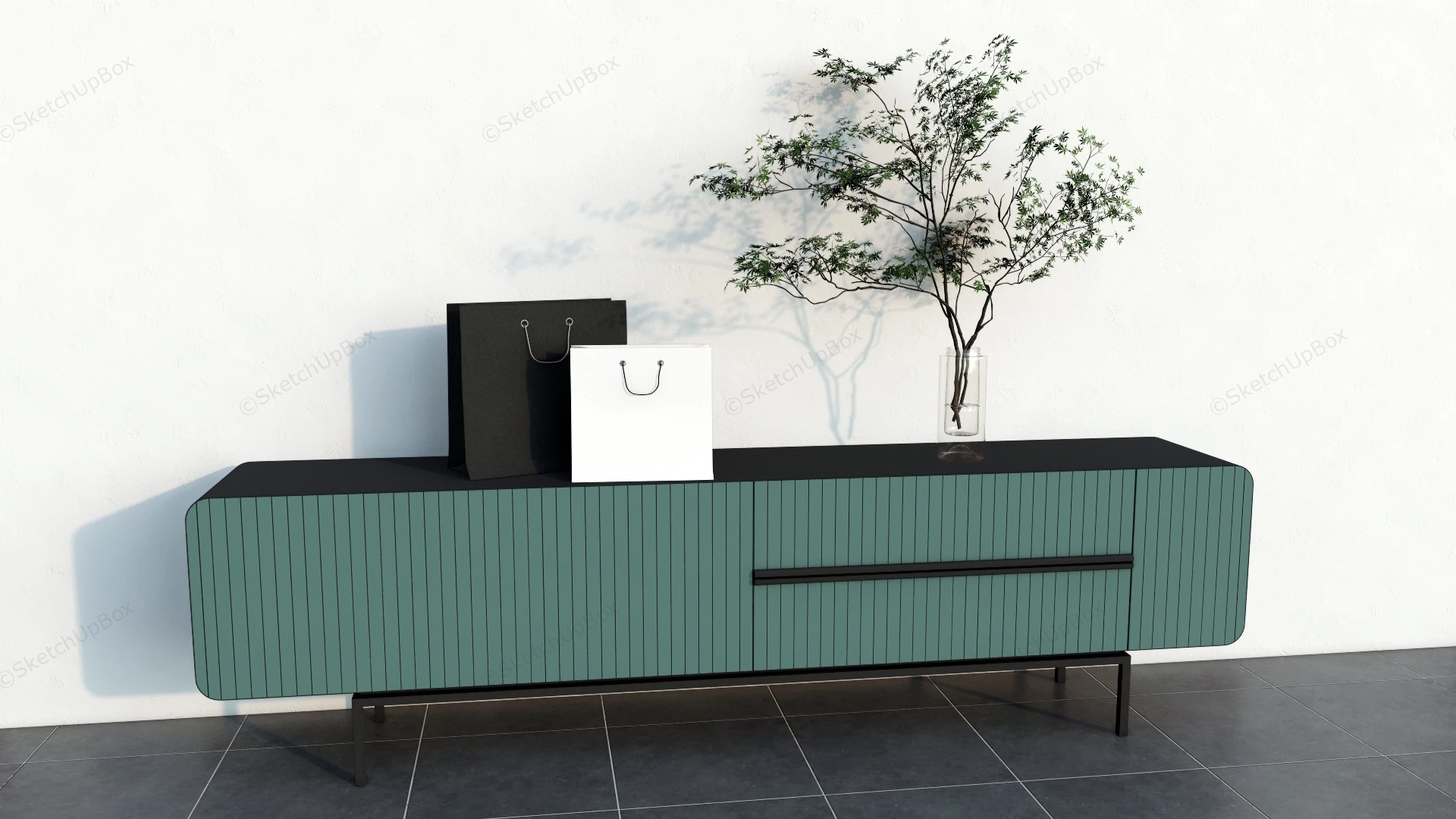 Modern Green Tv Stand sketchup model preview - SketchupBox