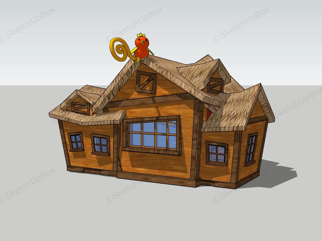 Cartoon Wood House sketchup model preview - SketchupBox