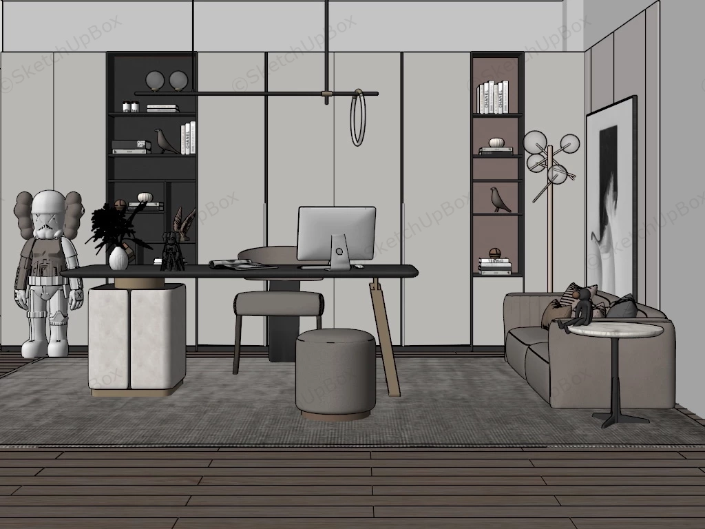 Luxury Home Office Design sketchup model preview - SketchupBox