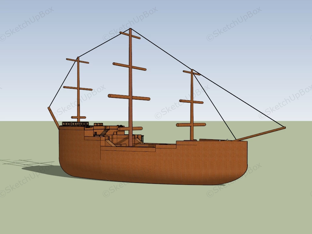 Ancient Merchant Ship sketchup model preview - SketchupBox