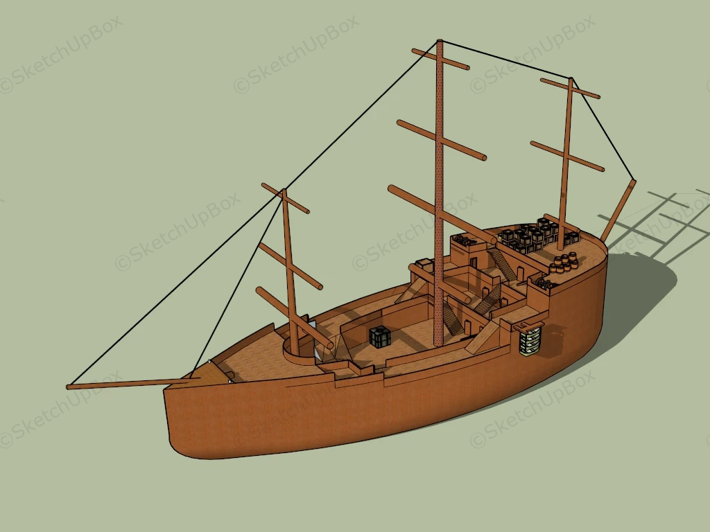 Ancient Merchant Ship sketchup model preview - SketchupBox