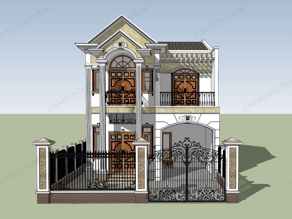 Classic Style Suburban Home sketchup model preview - SketchupBox