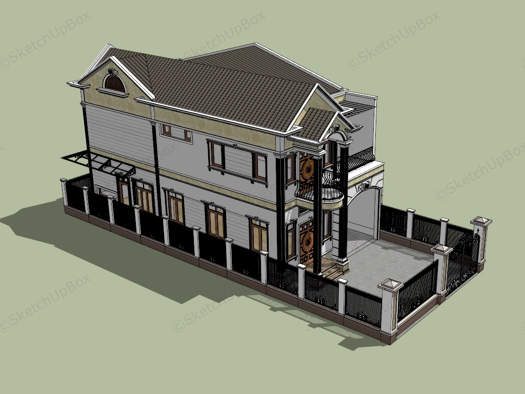 Classic Style Suburban Home sketchup model preview - SketchupBox