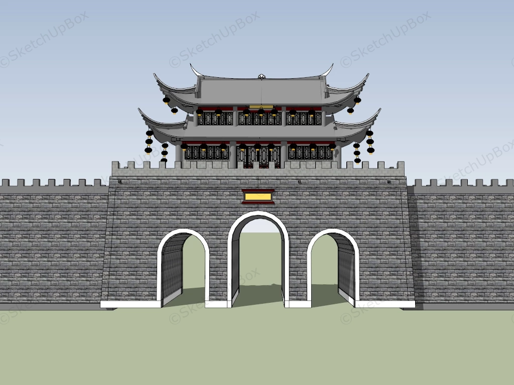 Ancient City Gate Tower sketchup model preview - SketchupBox