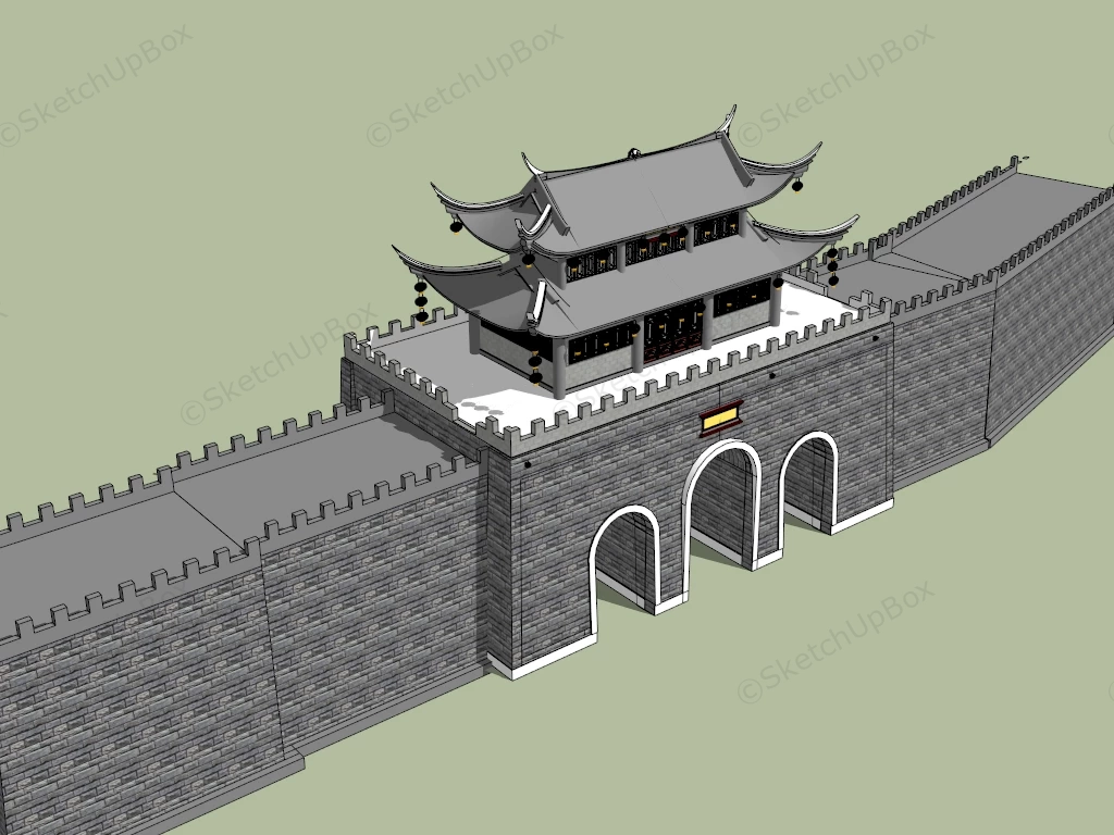 Ancient City Gate Tower sketchup model preview - SketchupBox