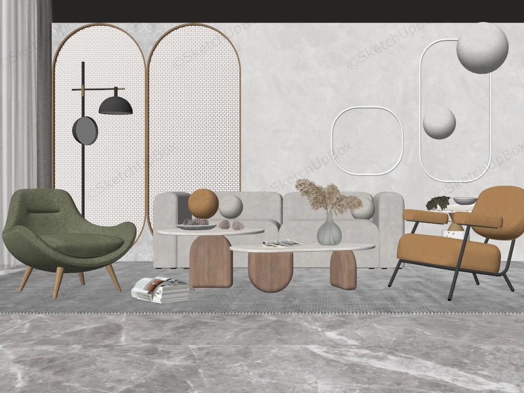 Living Room With Accent Wall Design sketchup model preview - SketchupBox