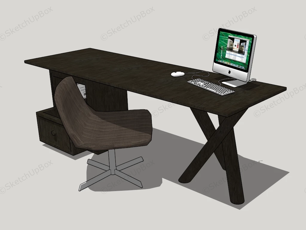 Home Office Desk And Chair Set sketchup model preview - SketchupBox