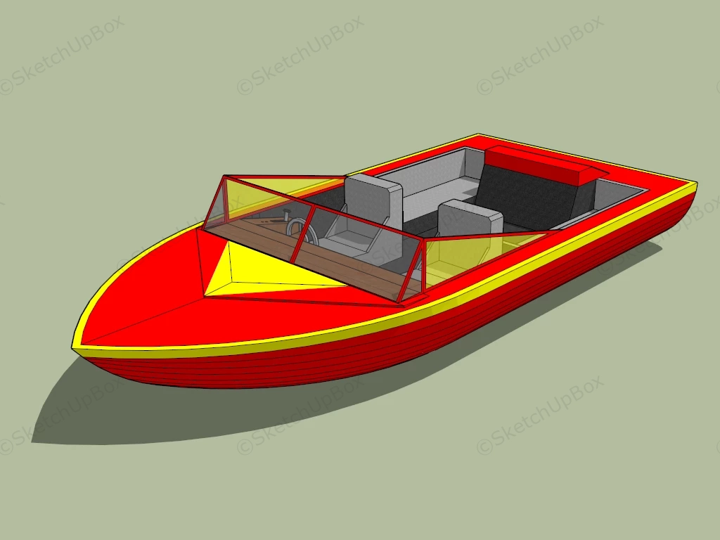 Red Speed Boat sketchup model preview - SketchupBox