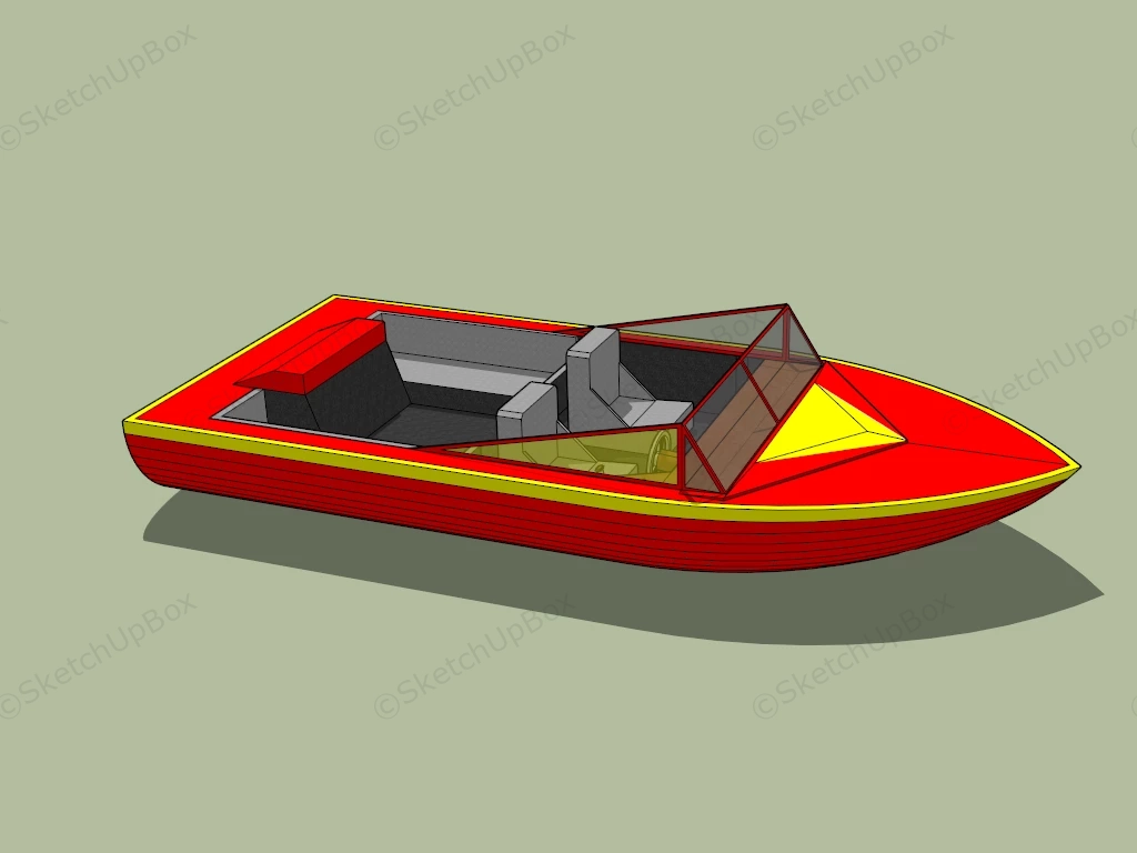 Red Speed Boat sketchup model preview - SketchupBox