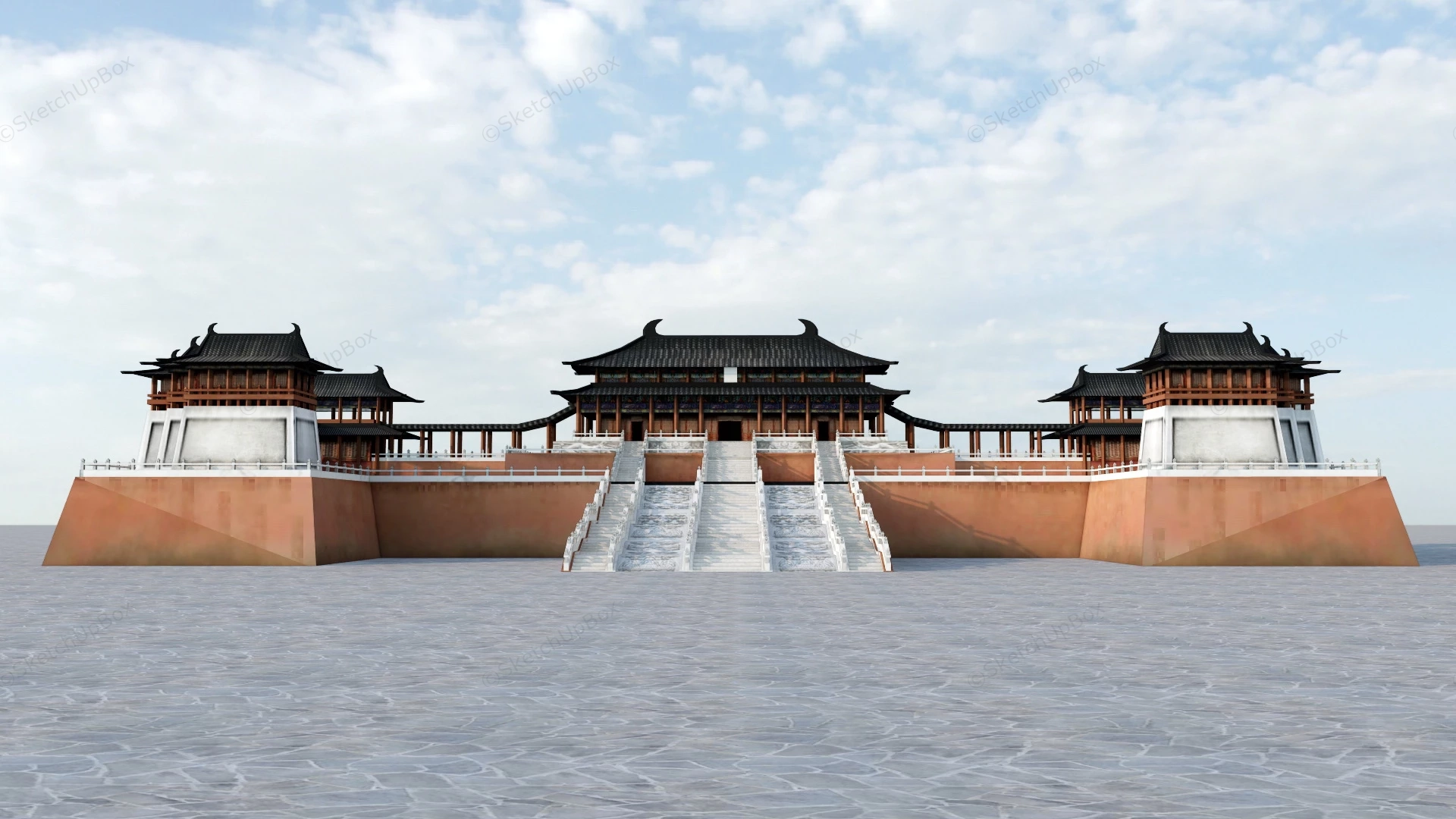 Chinese Emperor Palace sketchup model preview - SketchupBox