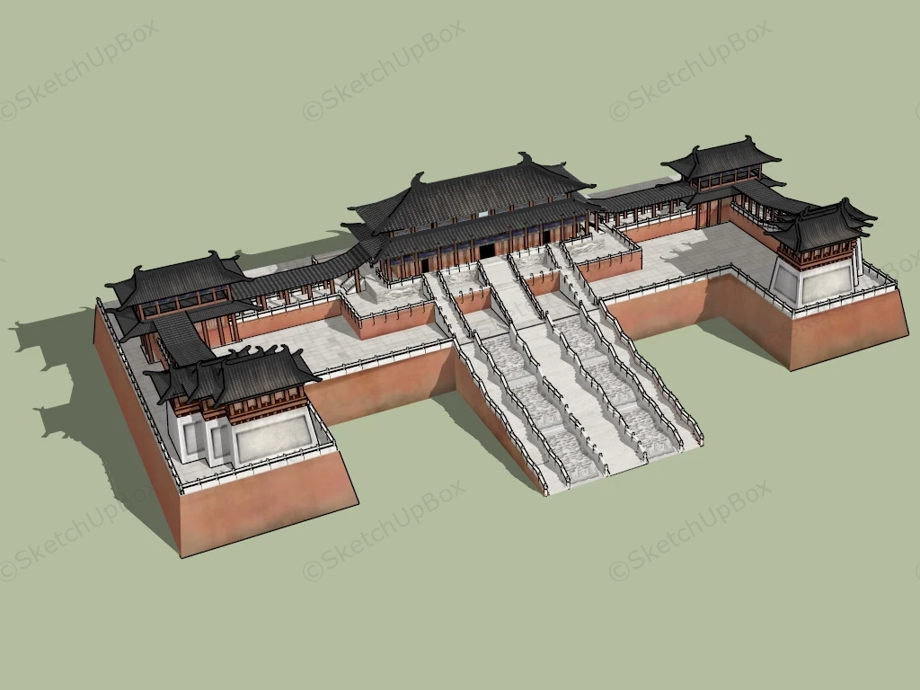 Chinese Emperor Palace sketchup model preview - SketchupBox