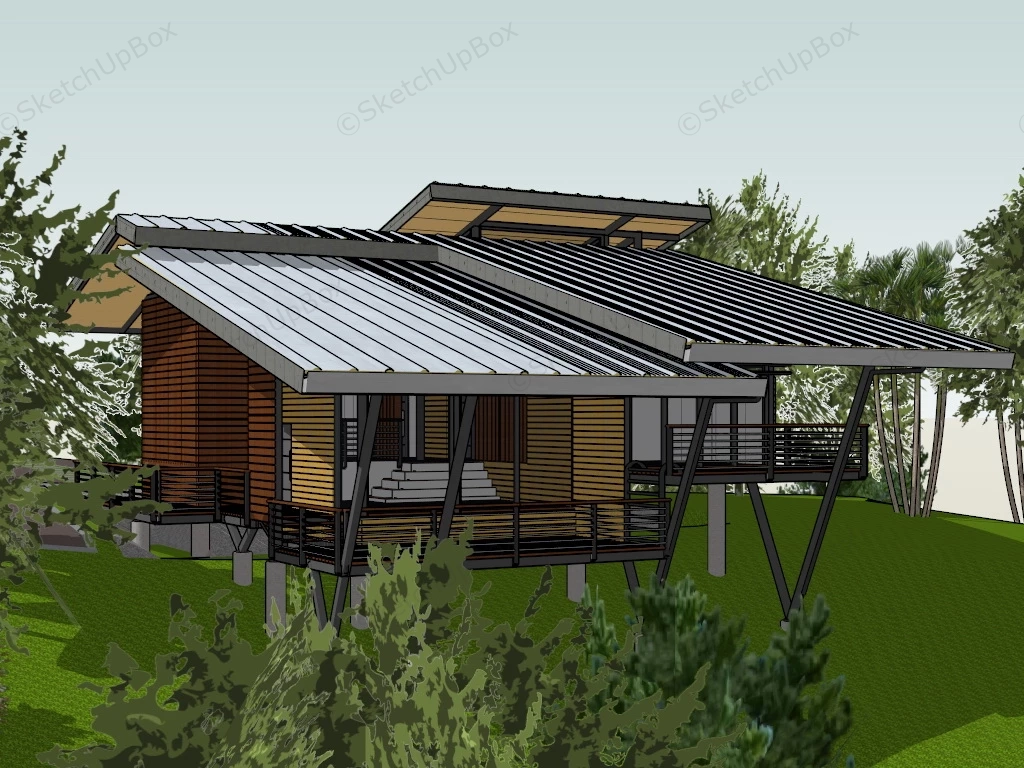 Shed Roof Mountain Cottage sketchup model preview - SketchupBox