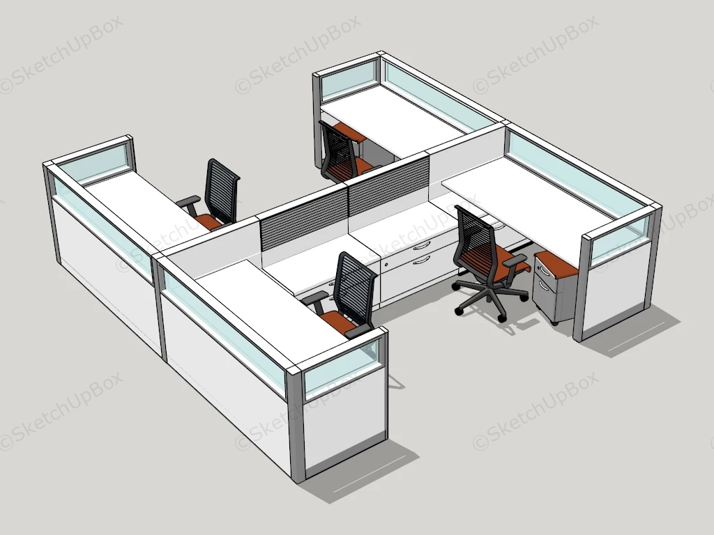 Modern Office Partition & Workstation sketchup model preview - SketchupBox