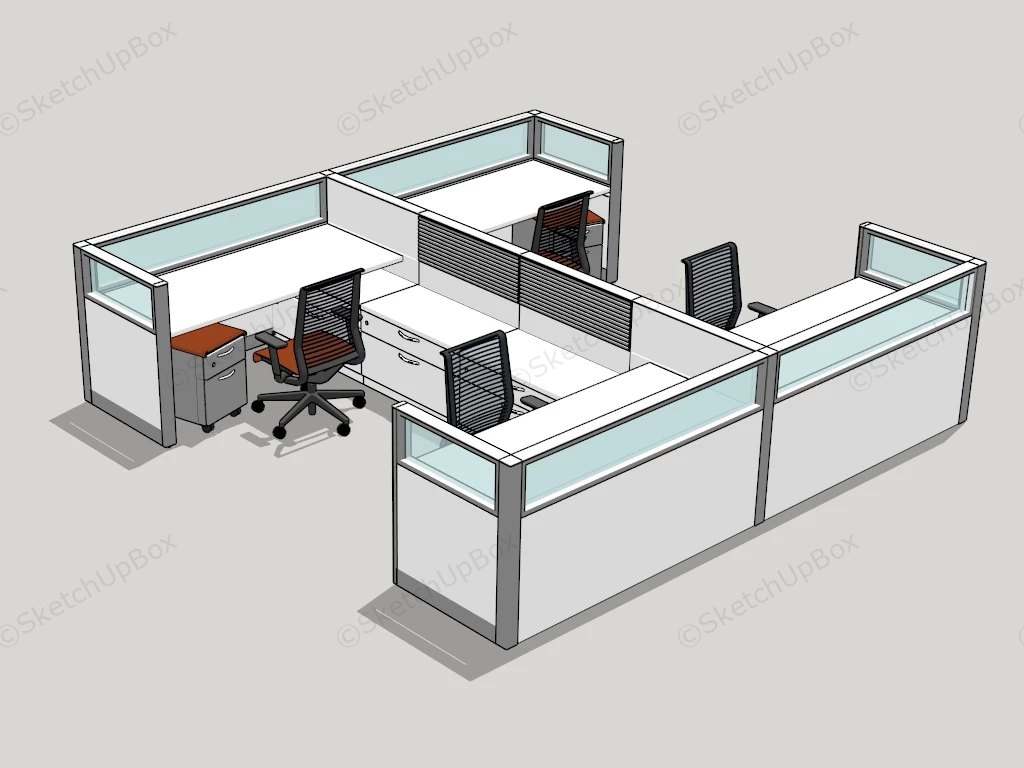 Modern Office Partition & Workstation sketchup model preview - SketchupBox