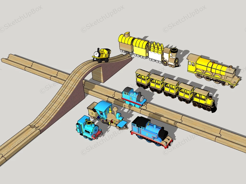 Wooden Toy Train Track Set sketchup model preview - SketchupBox