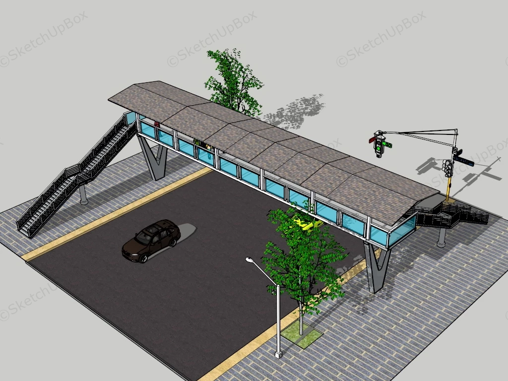 Street Pedestrian Bridge sketchup model preview - SketchupBox