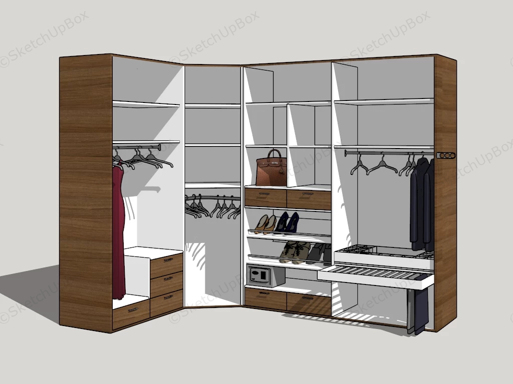 Corner Wardrobe Closet sketchup model preview - SketchupBox