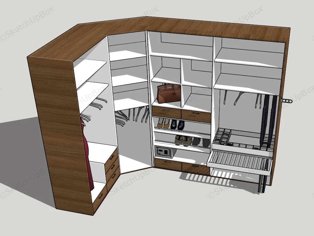 Corner Wardrobe Closet sketchup model preview - SketchupBox