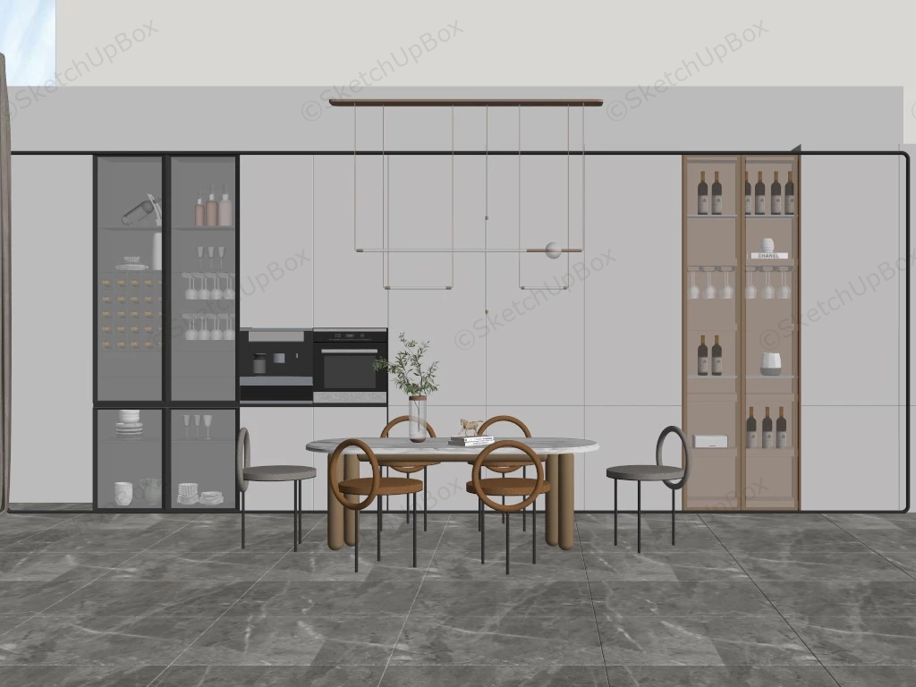 Chic Dining Room With Cupboards sketchup model preview - SketchupBox