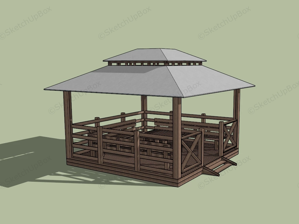 Square Wooden Gazebo sketchup model preview - SketchupBox