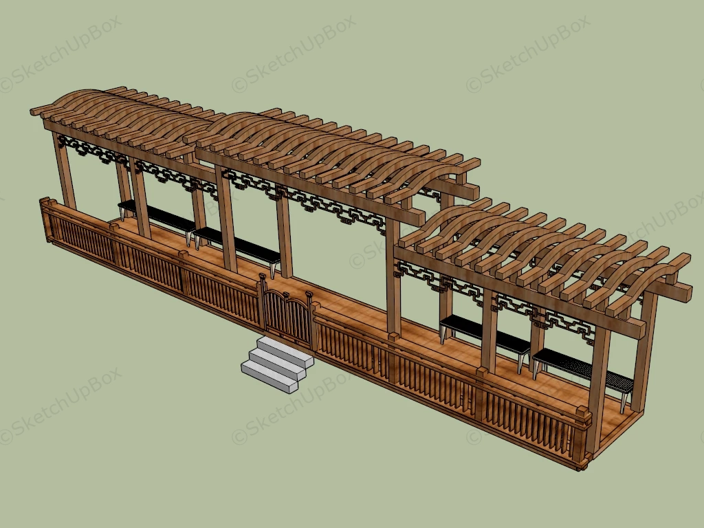 Outdoor Patio Wood Corridor sketchup model preview - SketchupBox