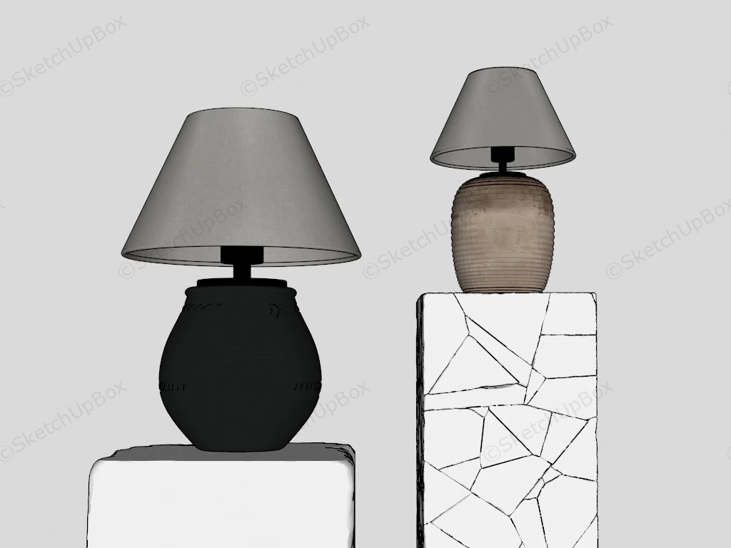 Clay Pot Table Lamps sketchup model preview - SketchupBox