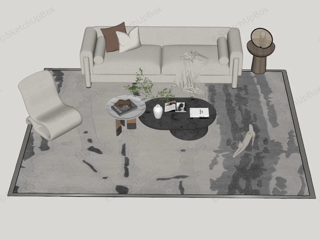 Living Room Set Sofa And Coffee Table sketchup model preview - SketchupBox