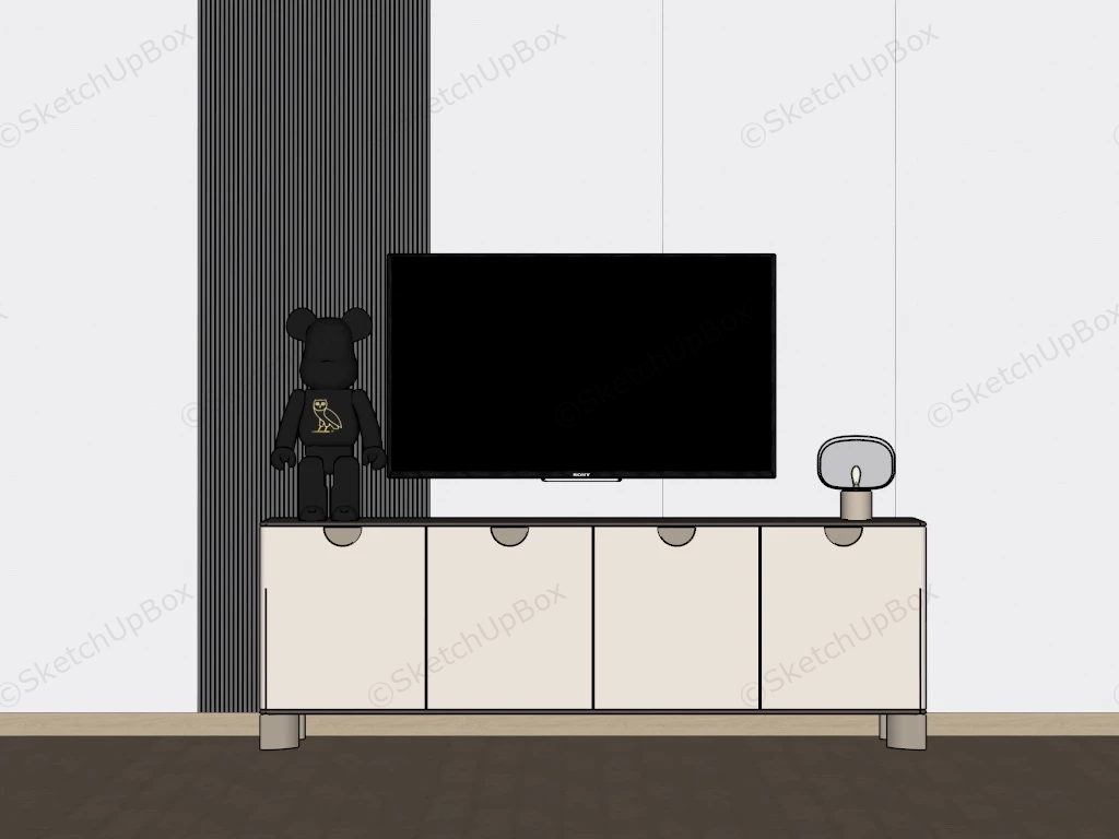 Elegant Cream Color Tv Stand sketchup model preview - SketchupBox