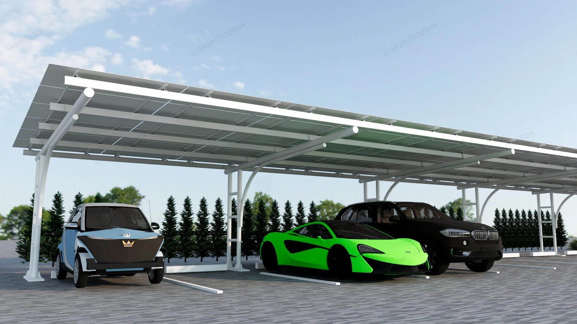 Car Parking Shed Design sketchup model preview - SketchupBox