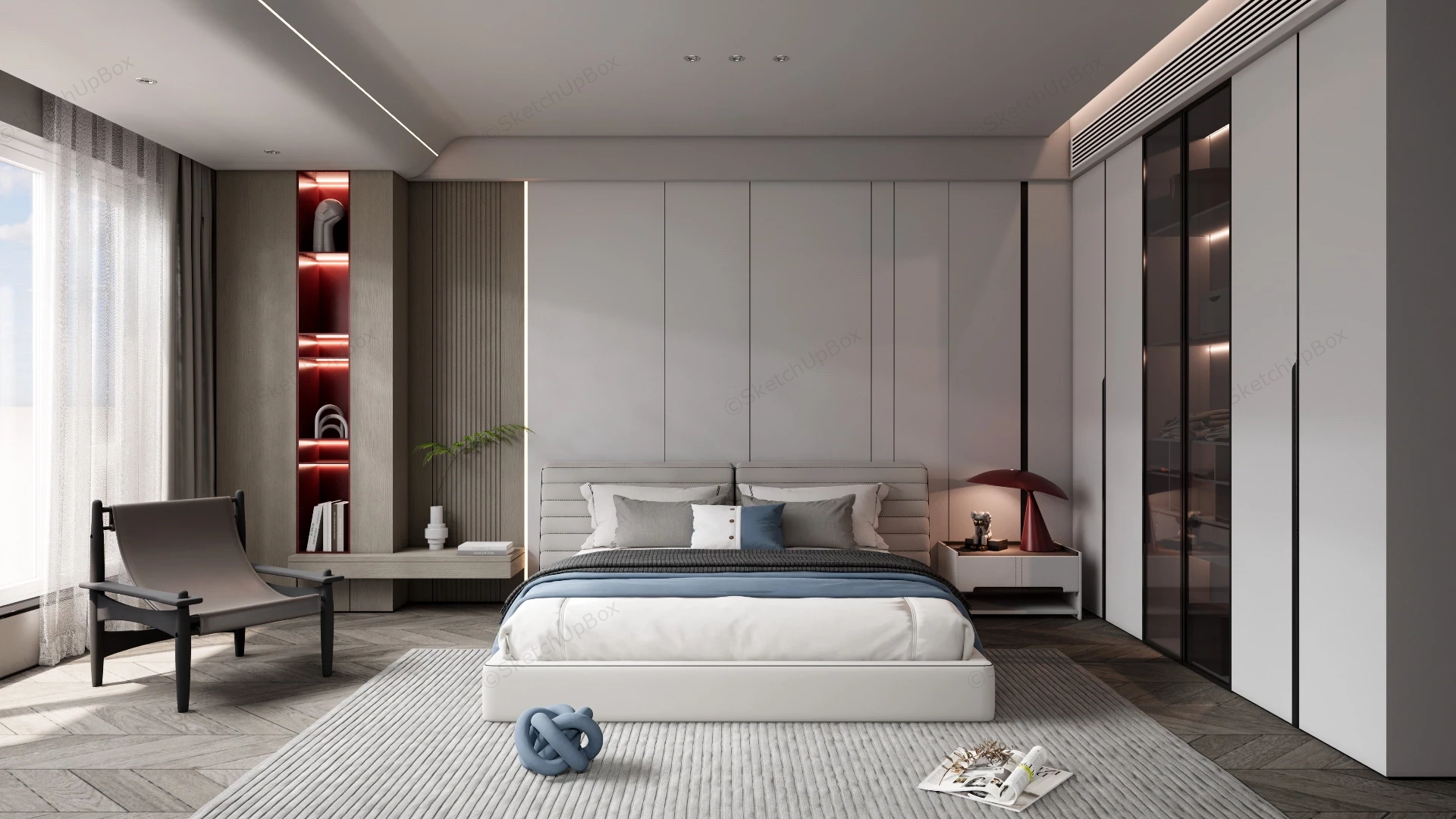 Modern Master Bedroom Ideas sketchup model preview - SketchupBox