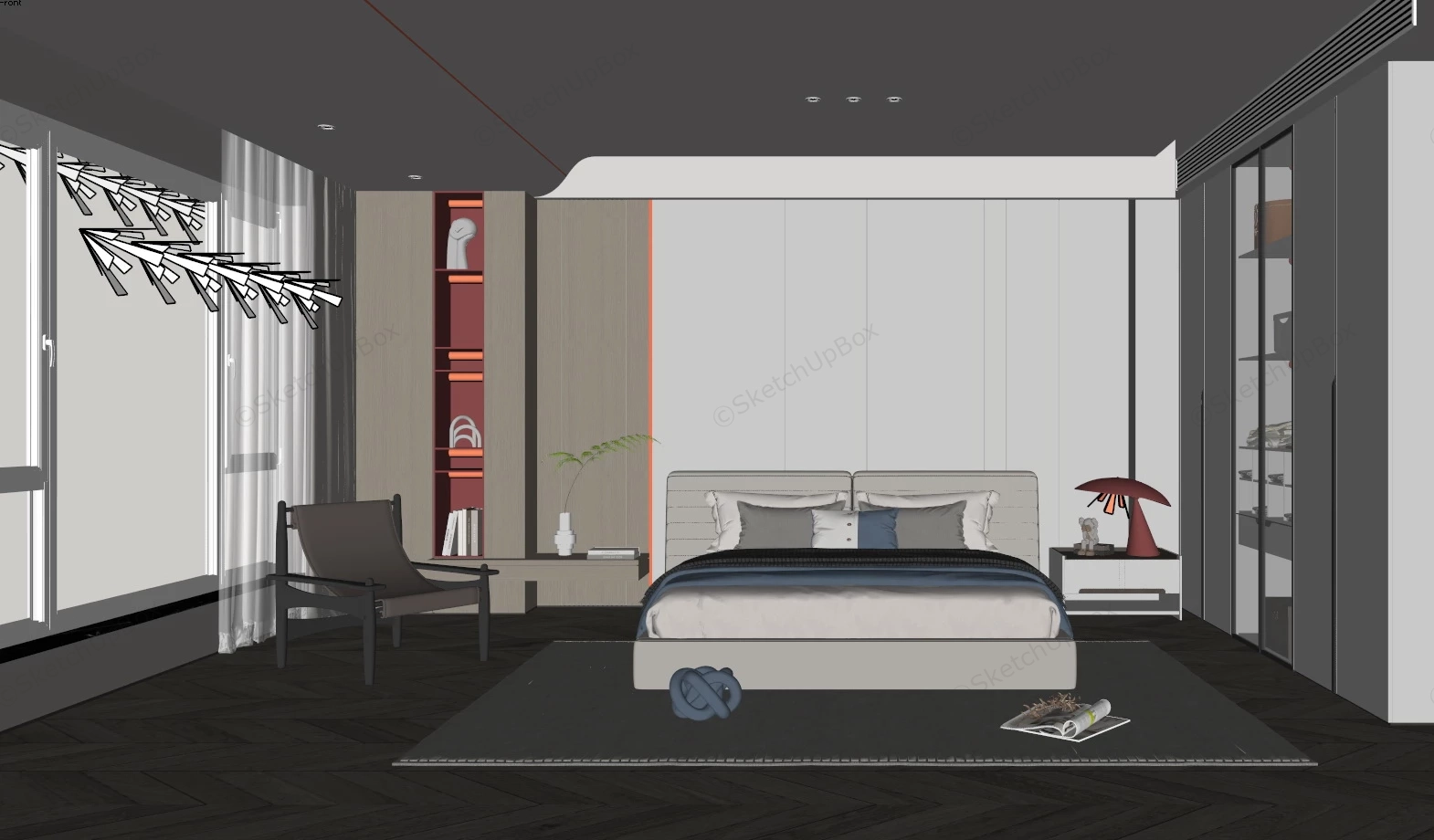 Modern Master Bedroom Ideas sketchup model preview - SketchupBox