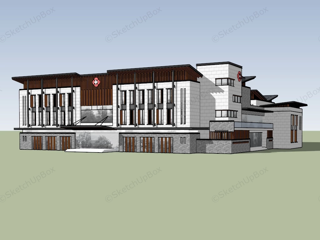 Traditional Chinese Medicine Hospital sketchup model preview - SketchupBox