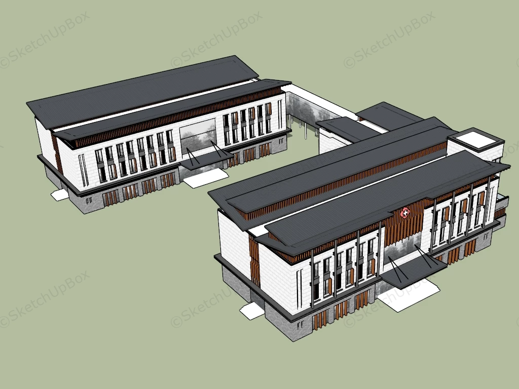 Traditional Chinese Medicine Hospital sketchup model preview - SketchupBox