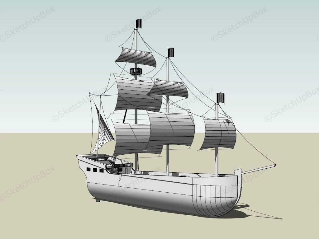 Medieval Merchant Ship sketchup model preview - SketchupBox