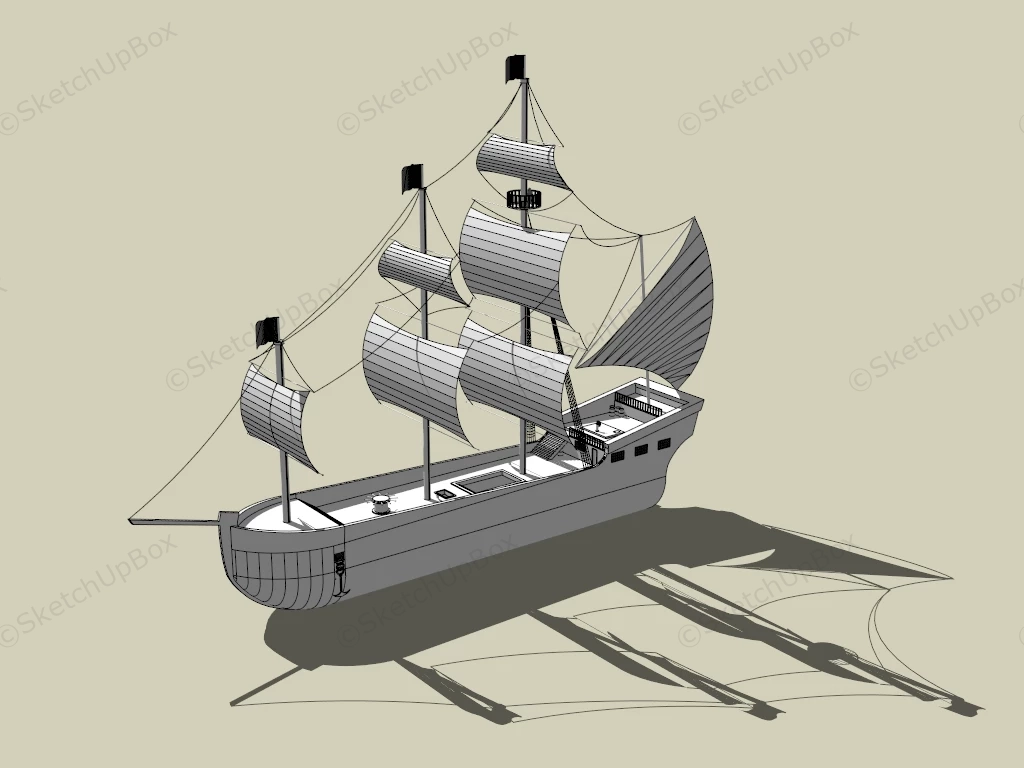 Medieval Merchant Ship sketchup model preview - SketchupBox