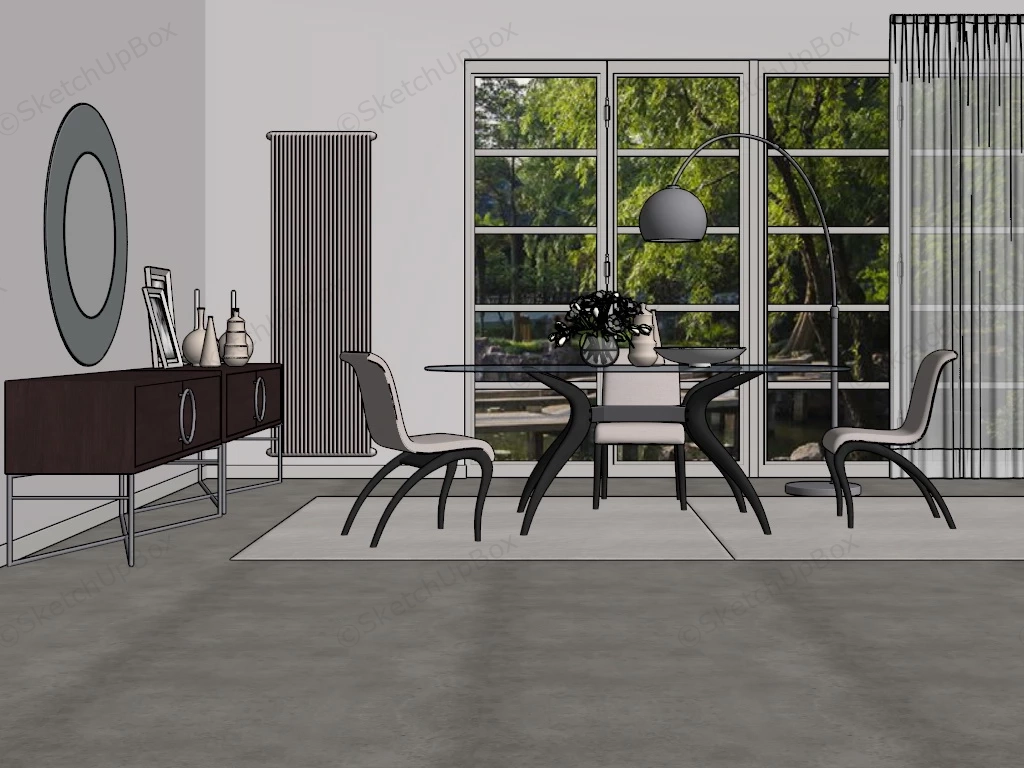 Dining Room Set And Sideboards sketchup model preview - SketchupBox