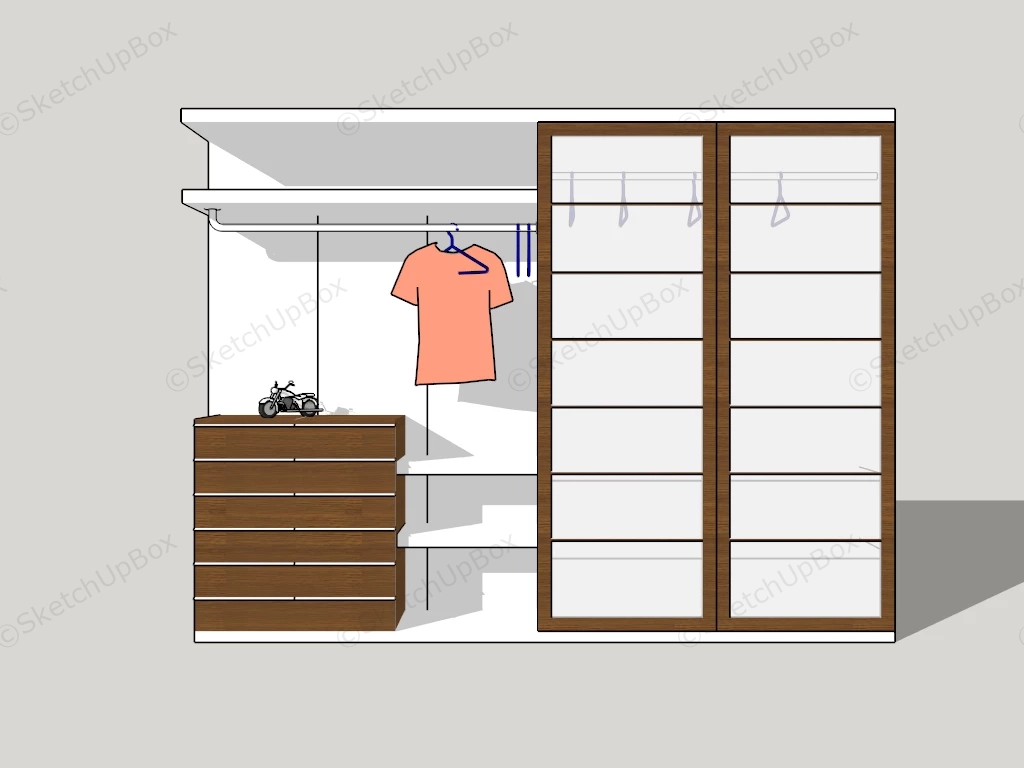 Wooden Open Wardrobe sketchup model preview - SketchupBox