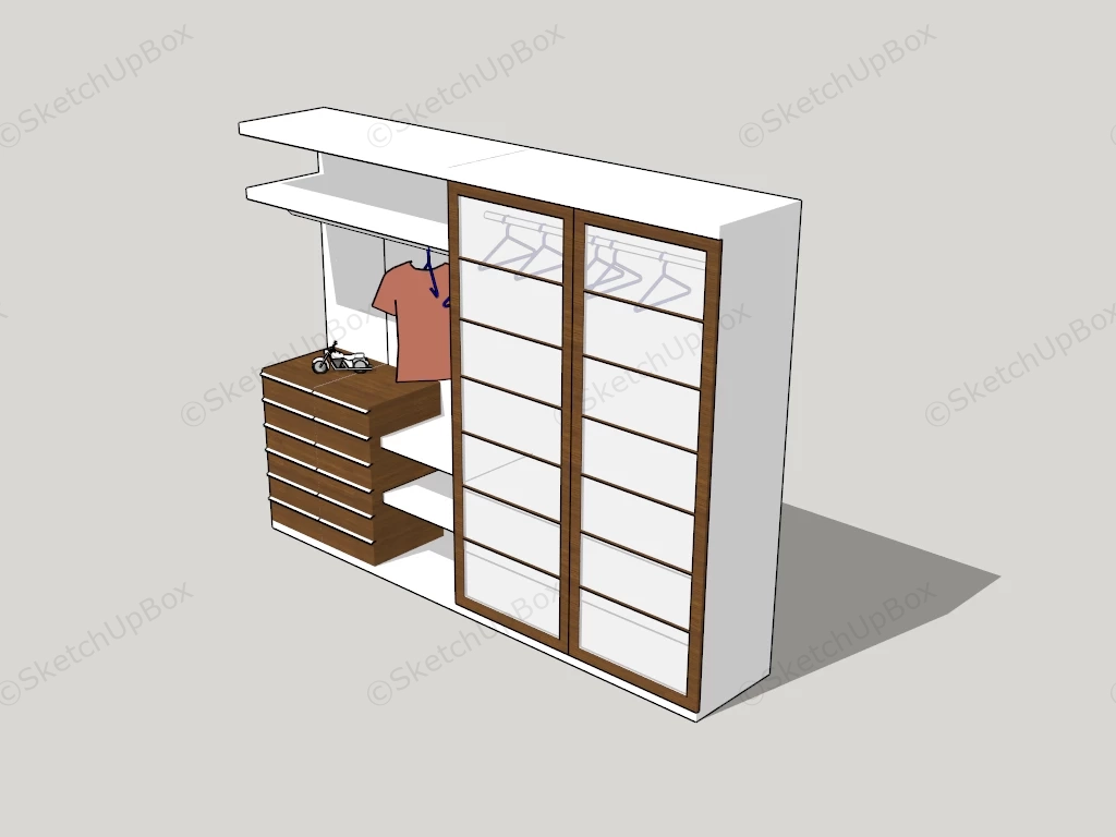 Wooden Open Wardrobe sketchup model preview - SketchupBox